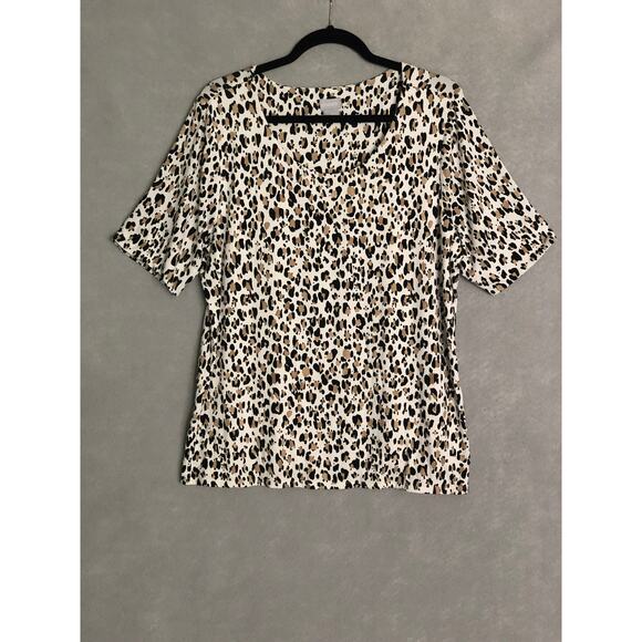 Chico's Women's 3 (XL) Leopard Print Short Sleeve Top - Picture 1 of 6